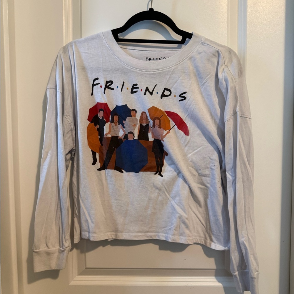 Friends Graphic Long Sleeve Tee - White with Multicolor Print
